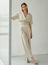 Load image into Gallery viewer, Belted Detail Cropped Blazer and Pants Set
