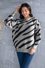 Load image into Gallery viewer, Animal Element Round Neck Dropped Shoulder Sweater
