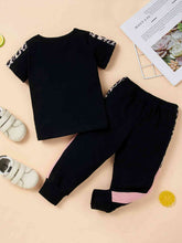 Load image into Gallery viewer, Leopard Color Block Top and Joggers Set
