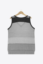 Load image into Gallery viewer, Striped Openwork V-Neck Knit Tank
