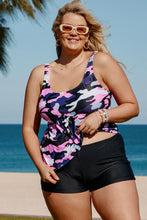 Load image into Gallery viewer, Plus Size Camouflage Peplum Two-Piece Tankini Set
