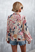 Load image into Gallery viewer, Printed Tie Neck Puff Sleeve Blouse

