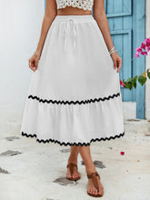 Load image into Gallery viewer, Tied Contrast Trim High Waist Skirt
