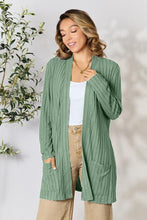 Load image into Gallery viewer, Basic Bae Full Size Ribbed Open Front Cardigan with Pockets
