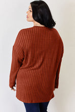 Load image into Gallery viewer, Basic Bae Full Size Ribbed Half Button Long Sleeve High-Low T-Shirt
