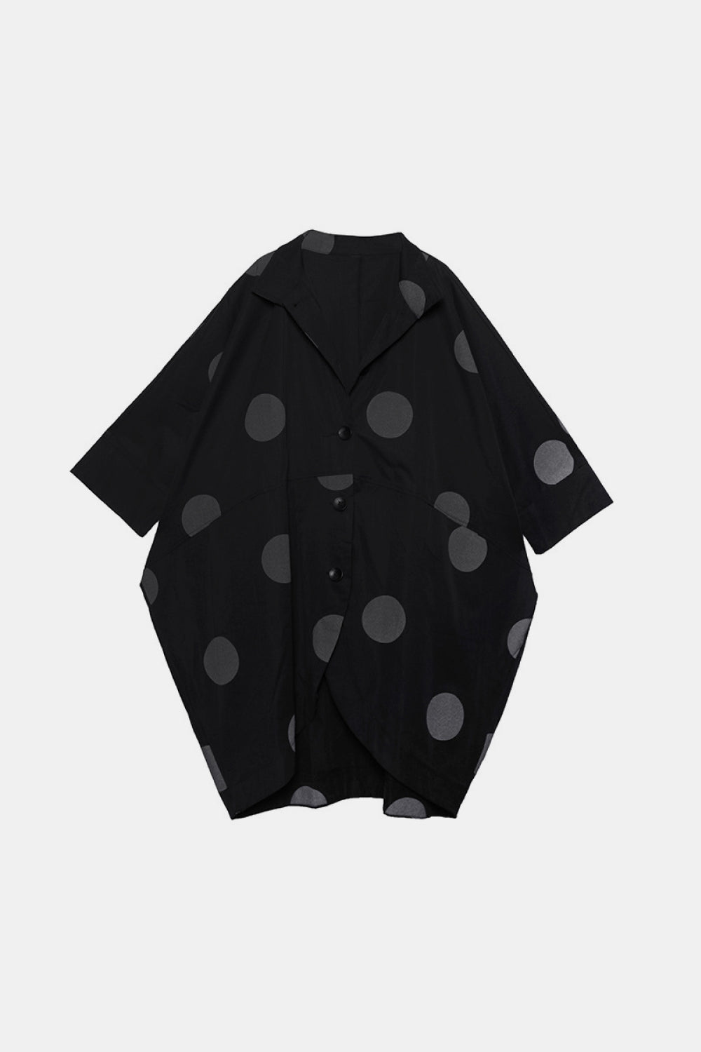 Polka Dot Tulip Hem Longline Shirt Jacket