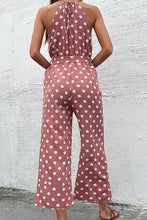 Load image into Gallery viewer, Polka Dot Grecian Wide Leg Jumpsuit
