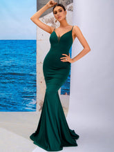 Load image into Gallery viewer, Spaghetti Strap Backless Plunge Mermaid Dress
