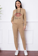 Load image into Gallery viewer, SHUT UP AND KISS ME Lip Graphic Hooded Top and Drawstring Pants Set
