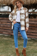 Load image into Gallery viewer, Plaid Dropped Shoulder Pocket Shacket
