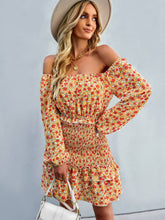 Load image into Gallery viewer, Floral Smocked Off-Shoulder Ruffled Dress
