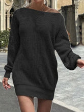 Load image into Gallery viewer, One Shoulder Lantern Sleeve Sweater Dress
