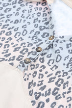 Load image into Gallery viewer, Leopard Color Block Buttoned Drawstring Detail Hoodie
