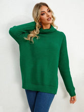 Load image into Gallery viewer, Slit Turtleneck Dropped Shoulder Sweater
