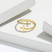 Load image into Gallery viewer, Zircon 925 Sterling Silver Double Cross Bypass Ring
