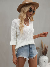Load image into Gallery viewer, Notched Side Slit Drop Shoulder Sweater
