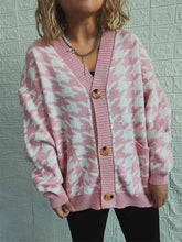 Load image into Gallery viewer, Houndstooth Botton Front  Cardigan with Pockets
