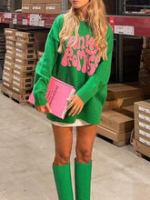 Load image into Gallery viewer, PINKY PROMISE Round Neck Drop Shoulder Sweater

