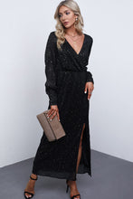 Load image into Gallery viewer, Rhinestone Surplice Split Maxi Dress
