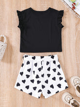 Load image into Gallery viewer, Girls Ribbed T-Shirt and Printed Shorts Set
