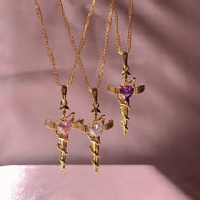 Load image into Gallery viewer, Copper Zircon Cross Pendant Necklace
