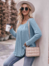 Load image into Gallery viewer, Double Take Pleated Detail Curved Hem Long Sleeve Top

