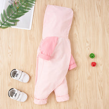 Load image into Gallery viewer, Baby Girl I HEART Raglan Sleeve Hooded Jumpsuit
