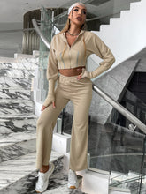 Load image into Gallery viewer, Spliced Zip Up Hoodie and Sweatpants Set
