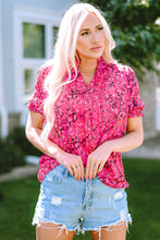 Load image into Gallery viewer, Printed Notched Short Sleeve Blouse
