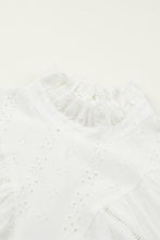 Load image into Gallery viewer, Eyelet Ruffle Collar Flounce Sleeve Top
