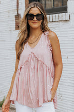 Load image into Gallery viewer, Foil Frill Trim Sleeveless Top
