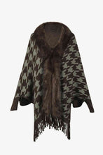 Load image into Gallery viewer, Houndstooth Fringe Hem Poncho
