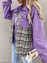 Load image into Gallery viewer, Plaid Button Up Dropped Shoulder Jacket
