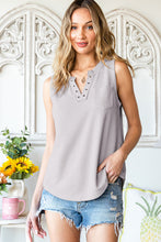 Load image into Gallery viewer, Curved Hem Notched Neck Pocket Tank
