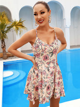 Load image into Gallery viewer, Floral Pleated Detail Crisscross Spaghetti Strap Dress

