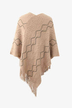 Load image into Gallery viewer, Pearl Trim V-Neck Fringe Hem Poncho
