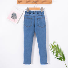 Load image into Gallery viewer, Kids Hem Detail Elastic Waist Jeans
