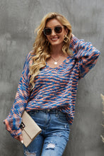 Load image into Gallery viewer, Multicolored Balloon Sleeve V-Neck Sweater
