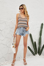 Load image into Gallery viewer, Striped Eyelet Sleeveless Knit Top
