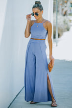Load image into Gallery viewer, Cropped Tie-Back Cami and Split Pants Set

