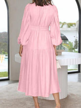 Load image into Gallery viewer, Deep V-Neck Balloon Sleeve Plain Maxi Dress

