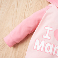Load image into Gallery viewer, Baby Girl I HEART Raglan Sleeve Hooded Jumpsuit
