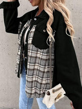 Load image into Gallery viewer, Plaid Button Up Dropped Shoulder Jacket
