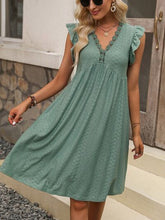 Load image into Gallery viewer, Lace Detail Ruffled V-Neck Mini Dress

