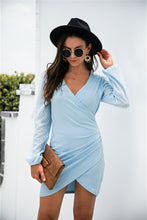 Load image into Gallery viewer, Contrast Mesh Sleeve Wrap Front Dress
