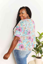Load image into Gallery viewer, Double Take Floral Round Neck Babydoll Top
